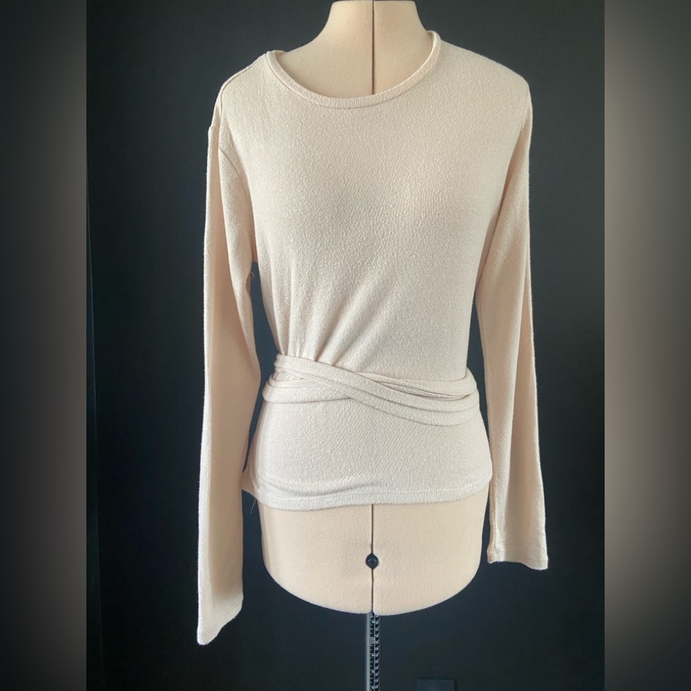 Zara wrap Elegant Cream Long Sleeve Top sweater size large